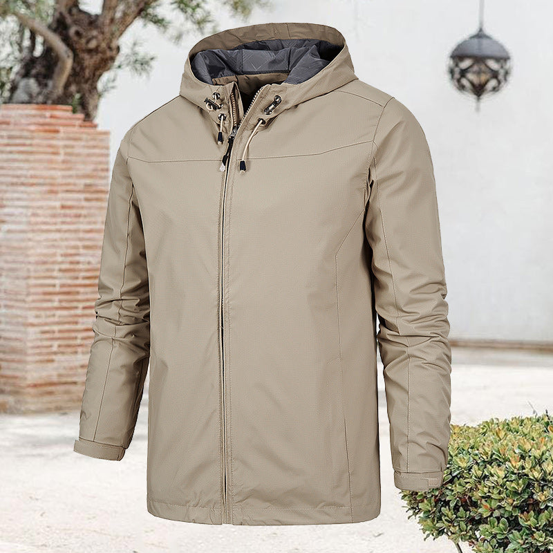 Thin Hooded Solid Color Jacket