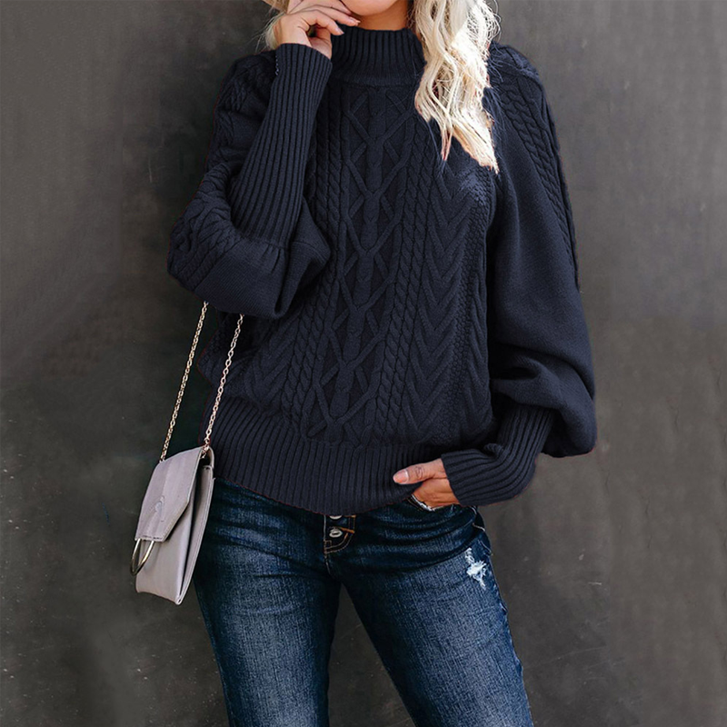 Loose-fitting Long-sleeved Knit Solid Color Sweater