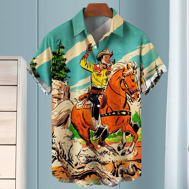 Men's Retro Print Shirt