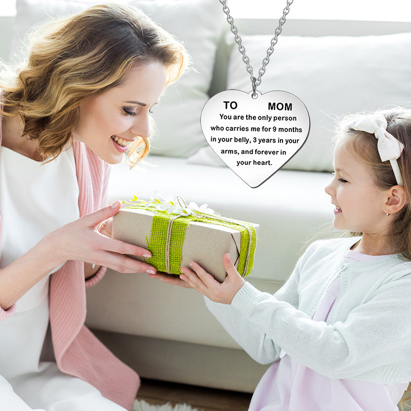 Heart-shaped TO MOM Necklace, Keyring
