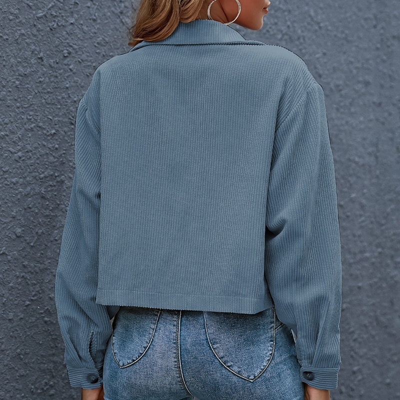 Women's Casual Cropped Corduroy Jackets
