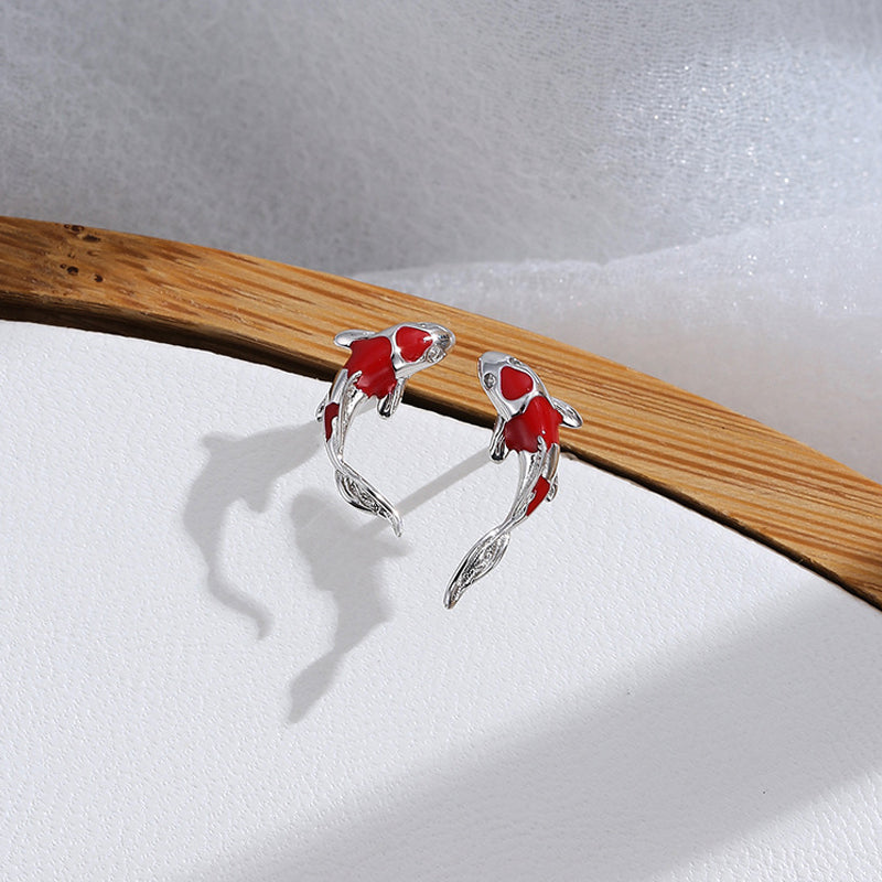 Red Koi 925 Sterling Silver Earrings
