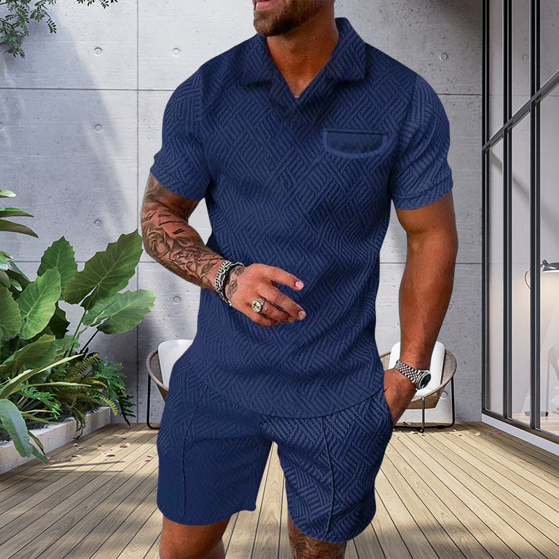 Men's Casual Printed Polo Suit