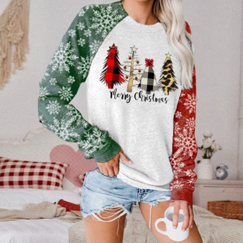 Women Christmas Print Long Sleeve Sweatershirt