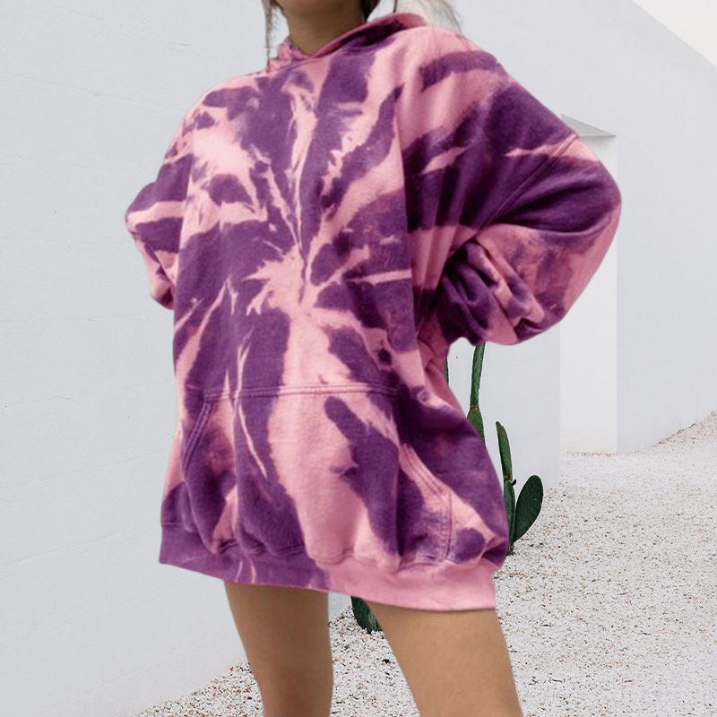 Women's Tie Dye Hooded Loose Sweatshirt
