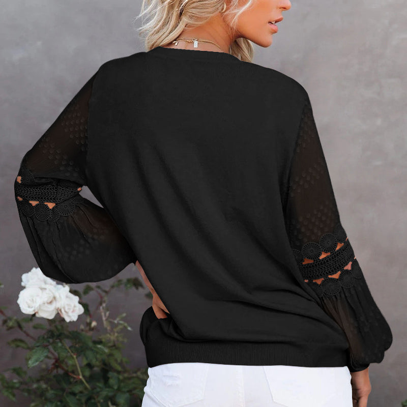 Round Neck Balloon Sleeve Top