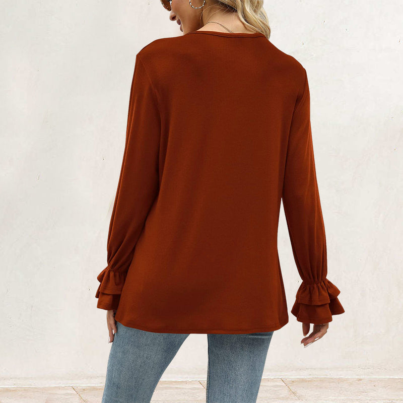 Flare Sleeve Solid T-Shirt