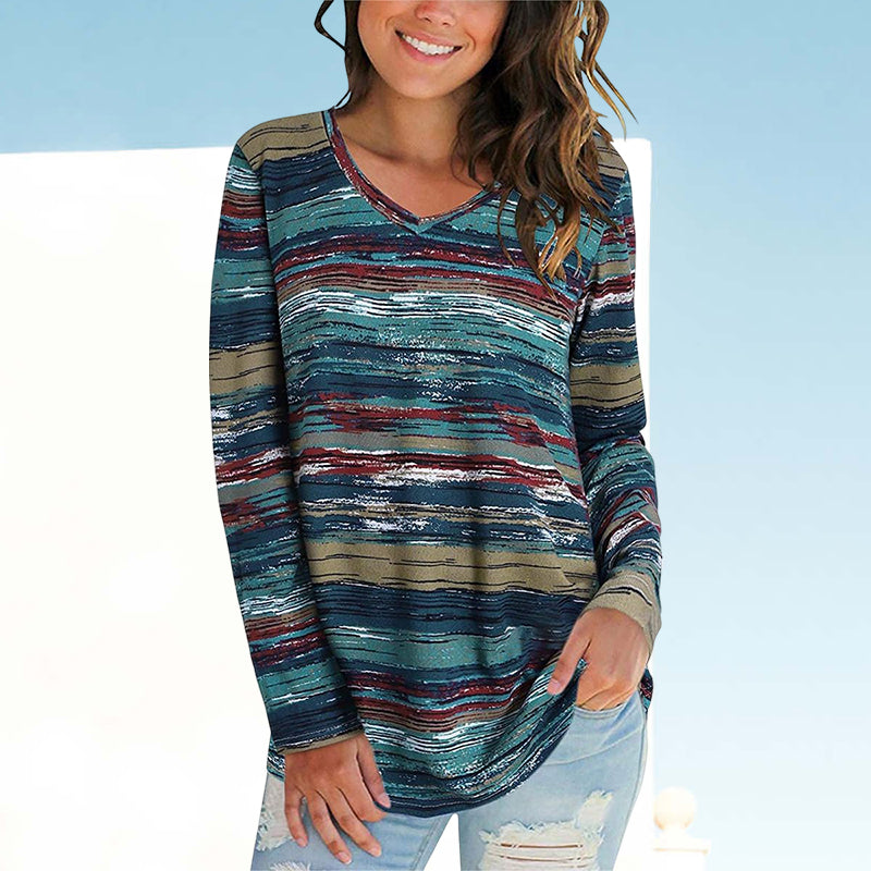 Contrast Striped Long Sleeve T-Shirt