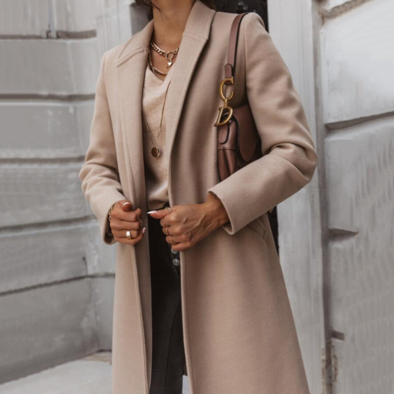 Lapel Button Wool Coat