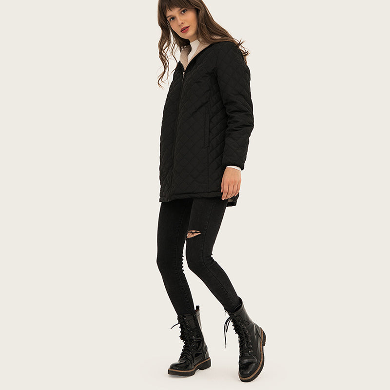 Lightweight Hooded Long Sleeve Padded Coat