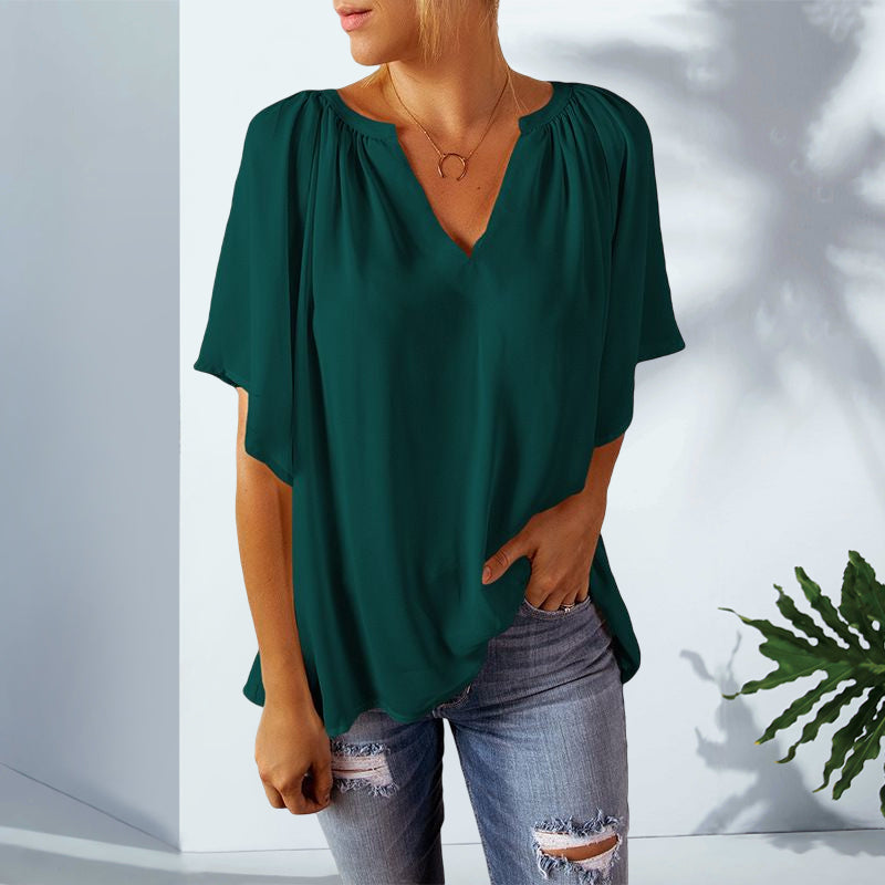 Chiffon V-neck Pullover Top