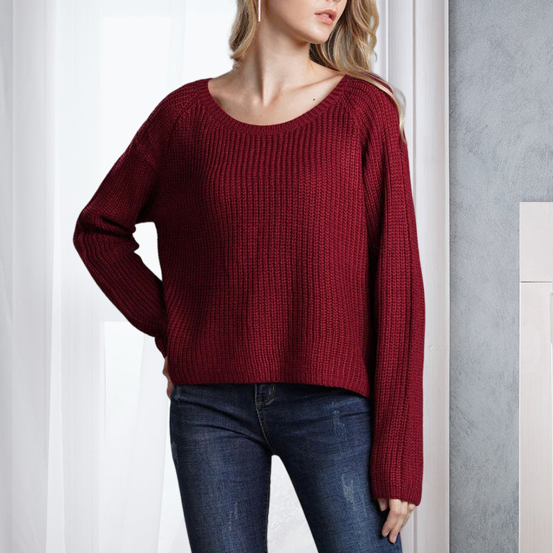 Women's Solid Color Knitted Sweater