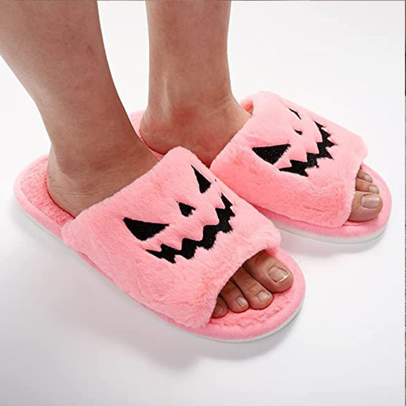 Halloween Pumpkin Lantern Plush Slippers