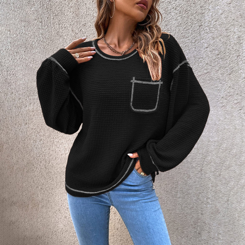 Women's Waffle Knit Tunic Tops Long Sleeve Shirt