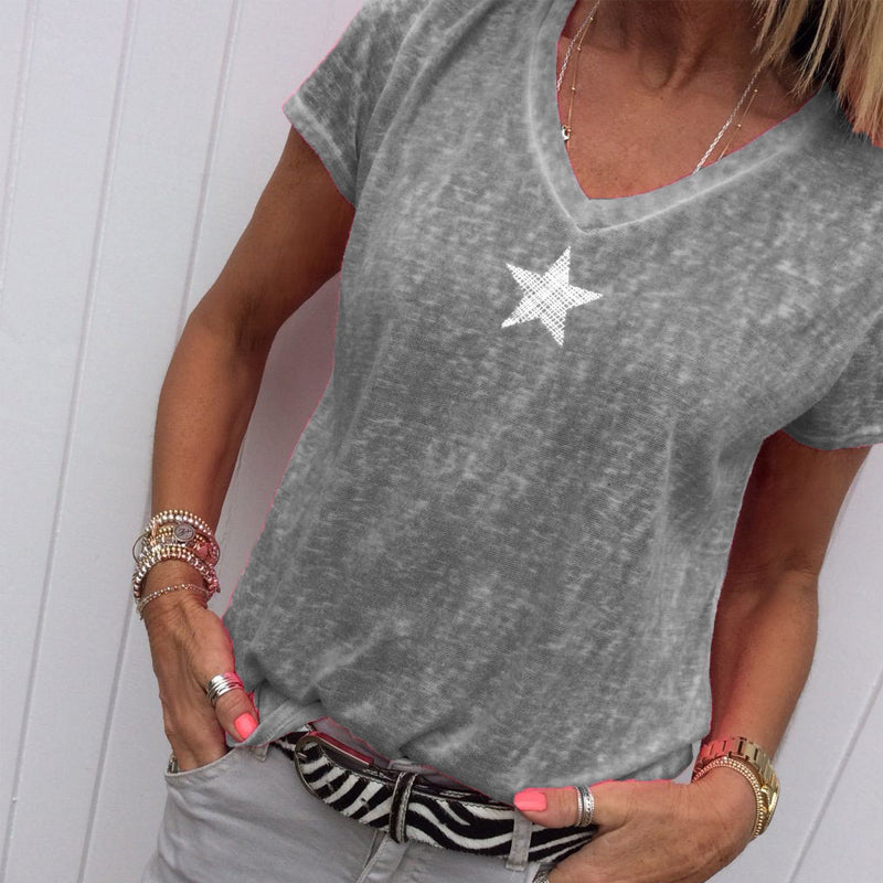 V-neck Pentagram T-shirt