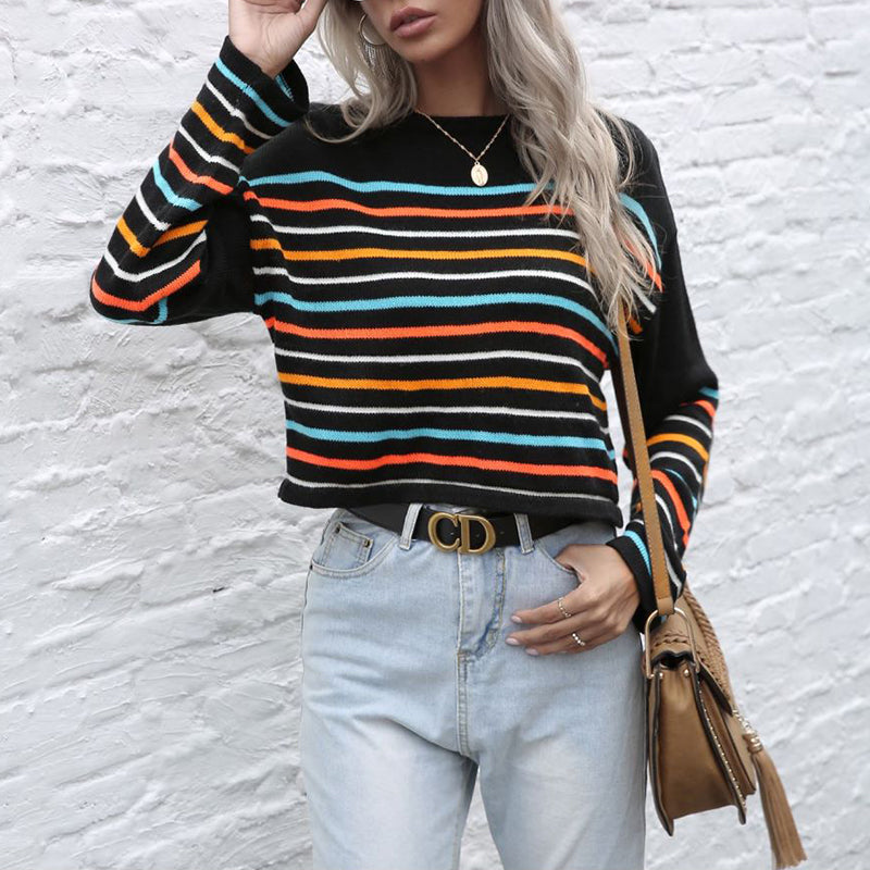 Multicolored Striped Knit Sweater