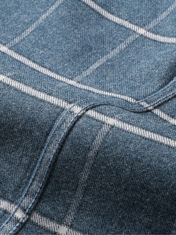 Men's Business Casual Plaid Long Sleeve Shirt
