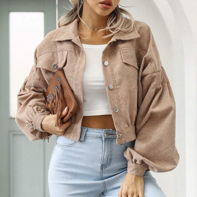 Corduroy Jacket with Lantern Sleeves