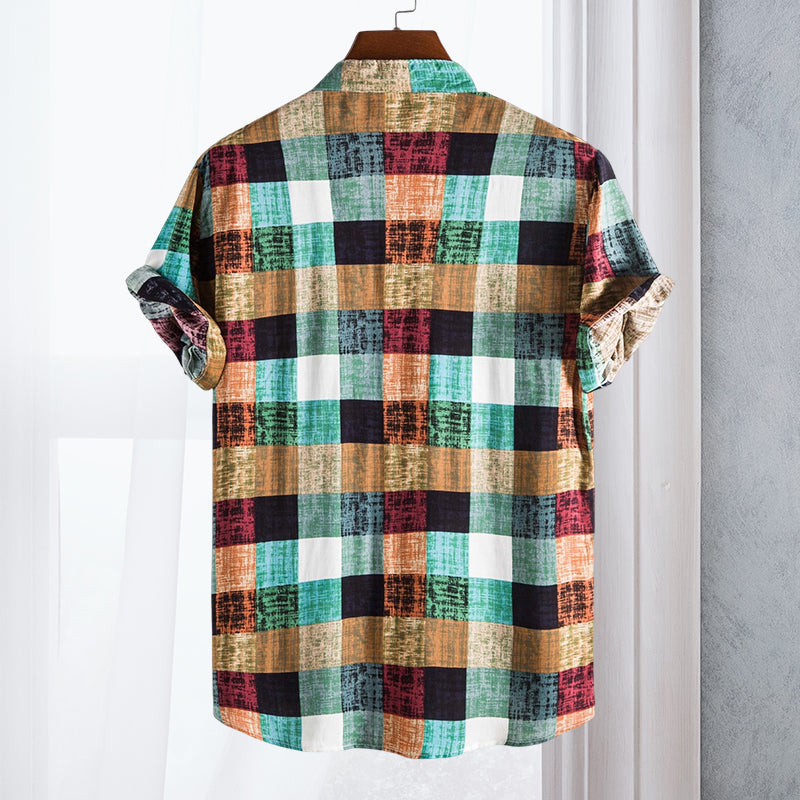 Multicolored Plaid Short Sleeve Shirt