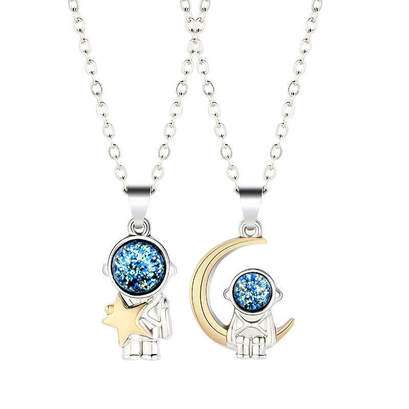 Astronaut Shape Couple Necklace