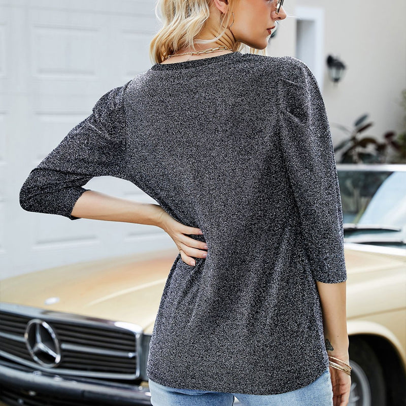 Mid-sleeve Crew Neck Bottoming Shirt