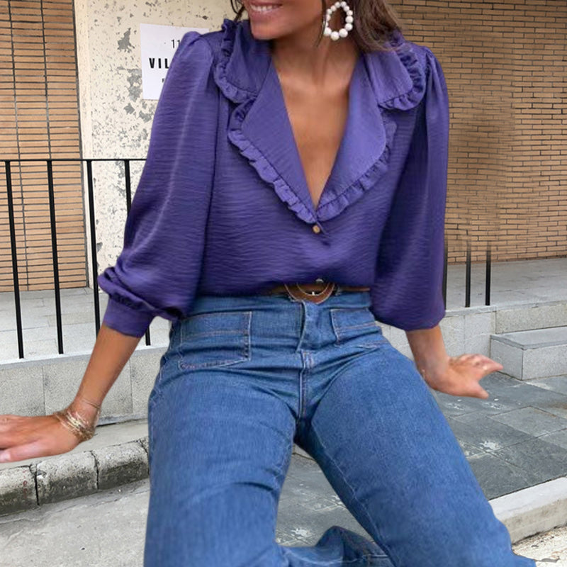 Ruffled Lapel Shirt