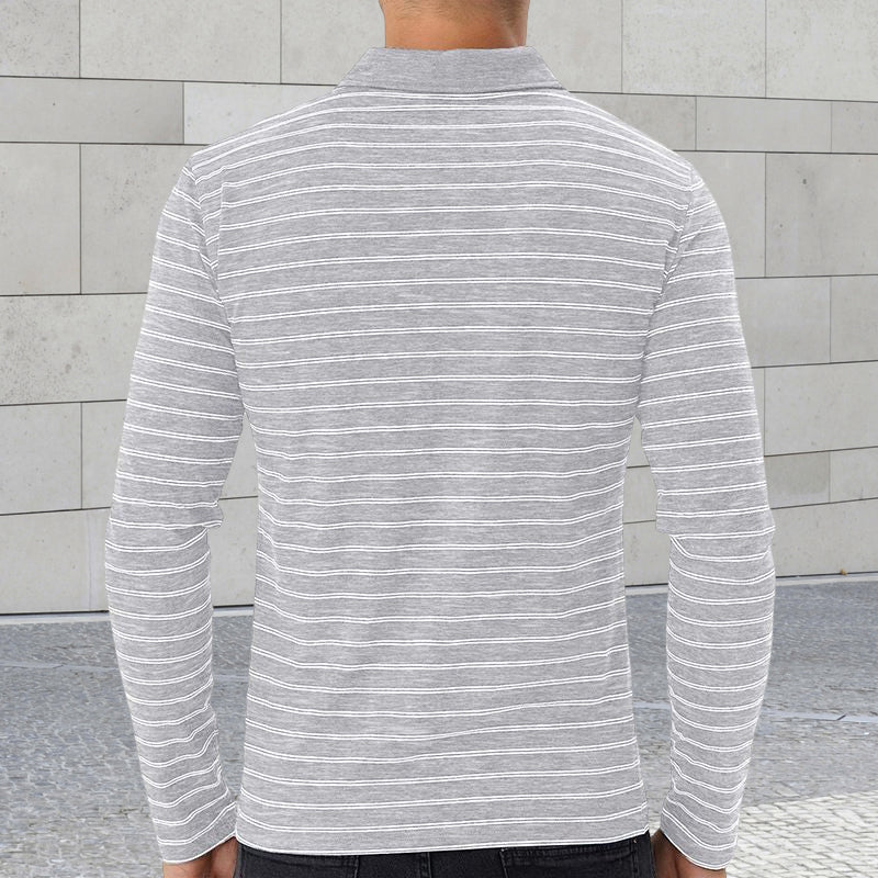 Striped Long Sleeve Polo Shirt