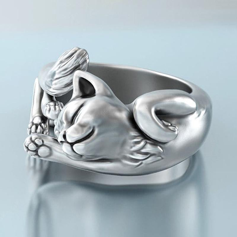 Lazy Cat 3D Open Ring