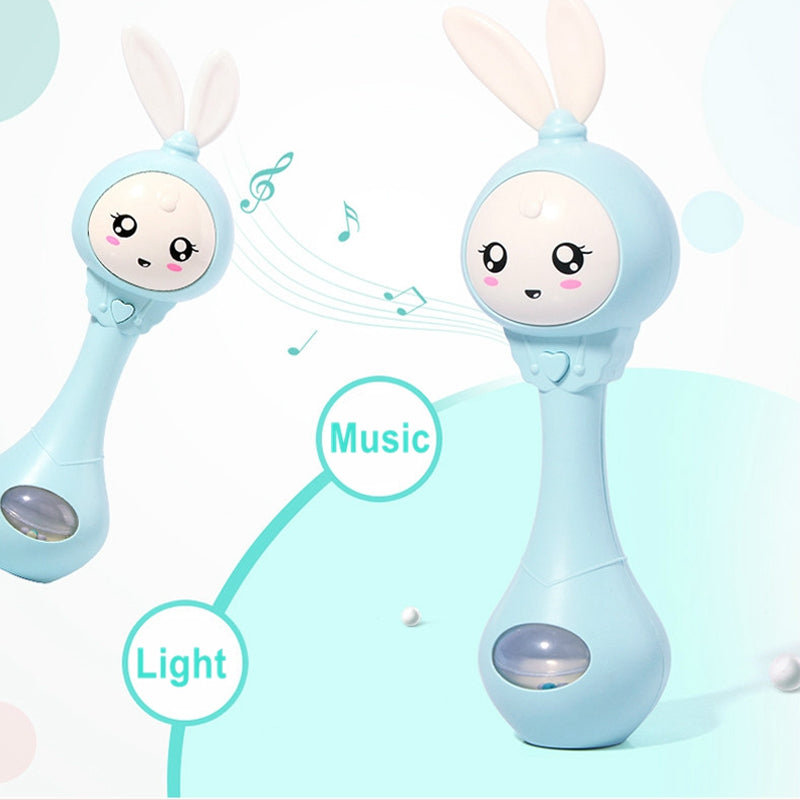 Flashing Music Baby Rattle Rabbit Teether Mobile Hand Bells