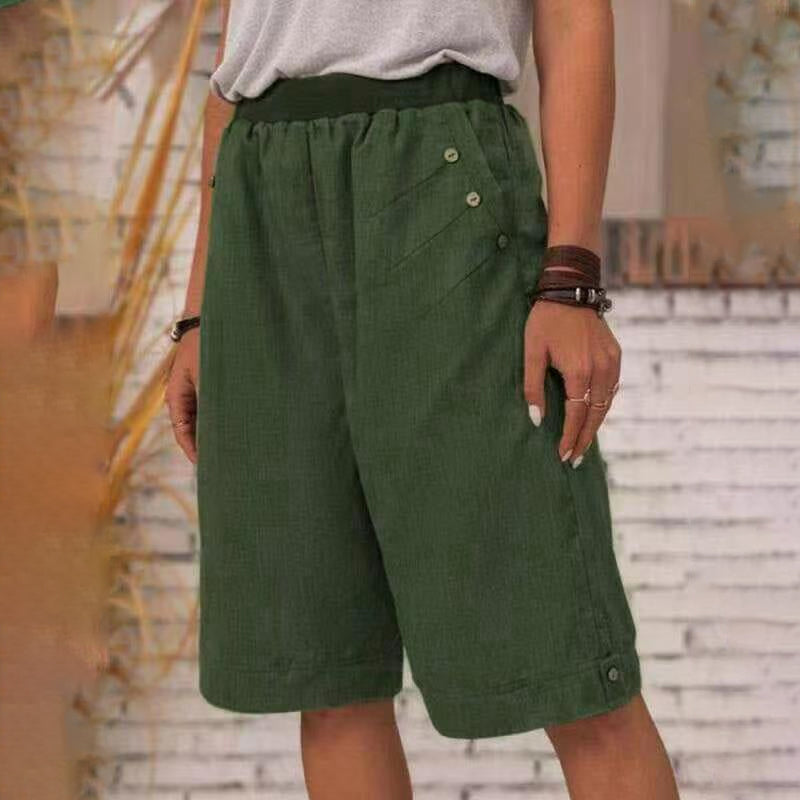 Solid Color Cotton and Linen Pants