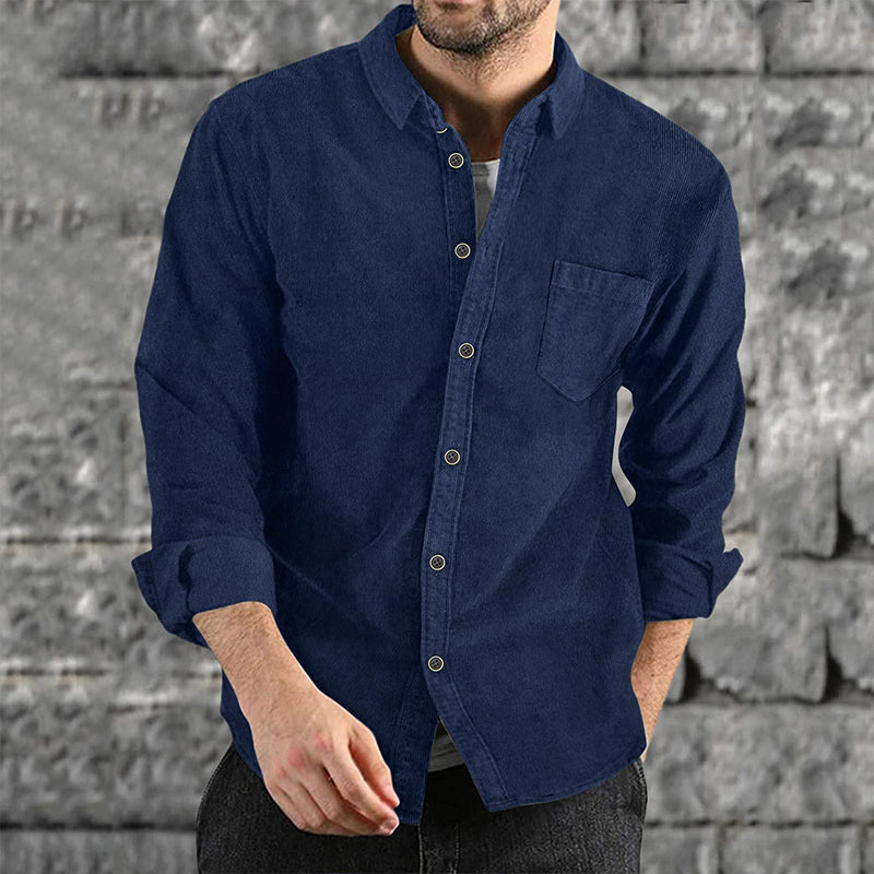 Men's Long Sleeve Casual Vintage Pocket Shirt