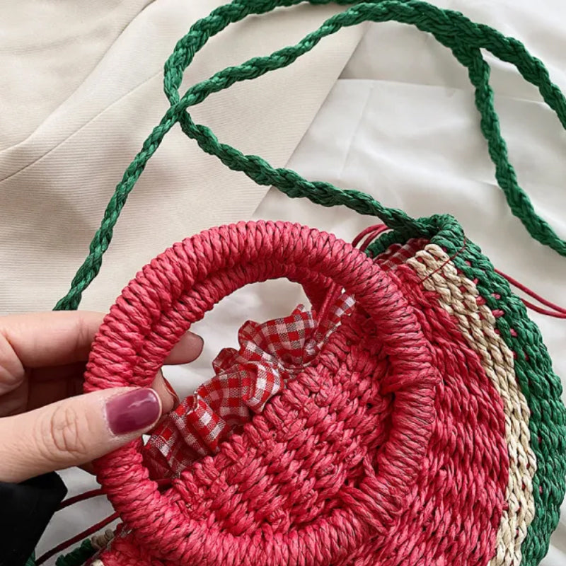 Colorful Shell Woven Straw Bag