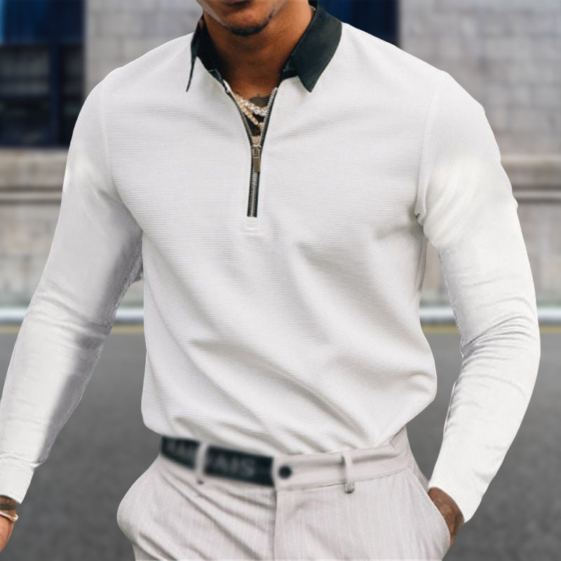 Solid Color Lapel Polo Men's T-Shirt