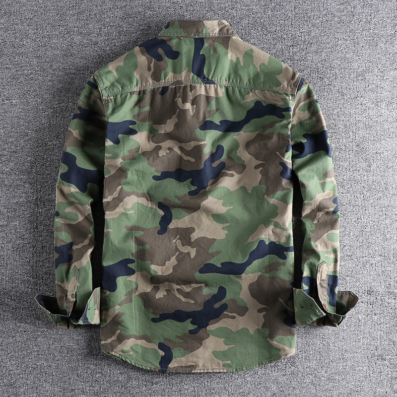 Men's Long Sleeve Camouflage Print Work Shirt