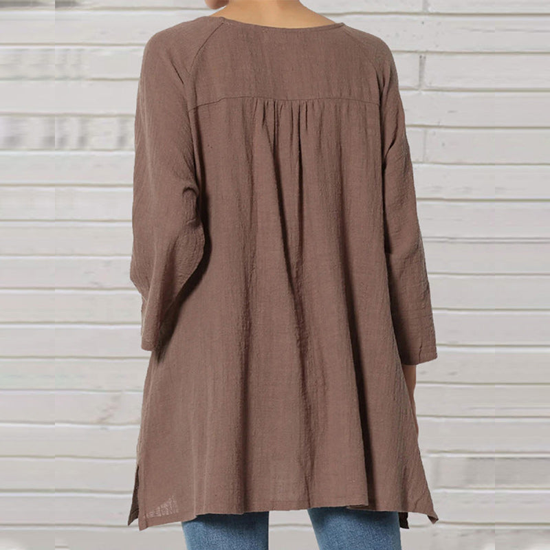Women's Casual Loose Linen Blouse Tops