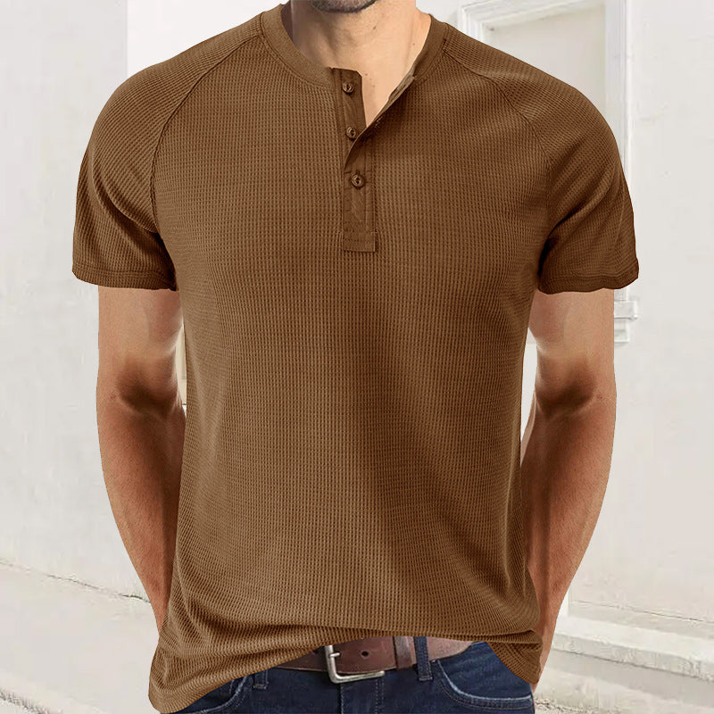 Plain Henley Short Sleeve T-Shirt