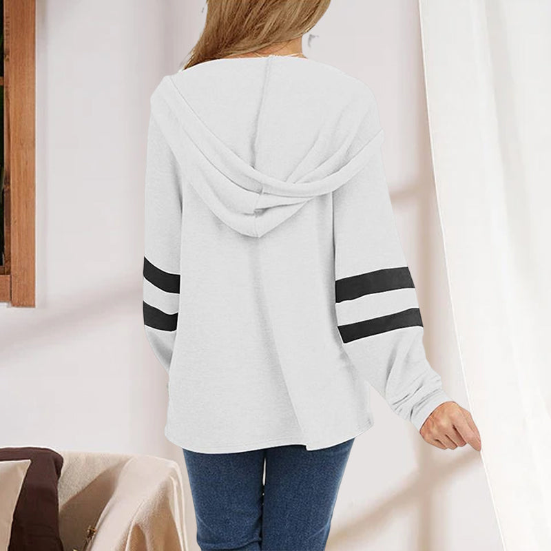Hooded Drawstring Solid Sweatshirt