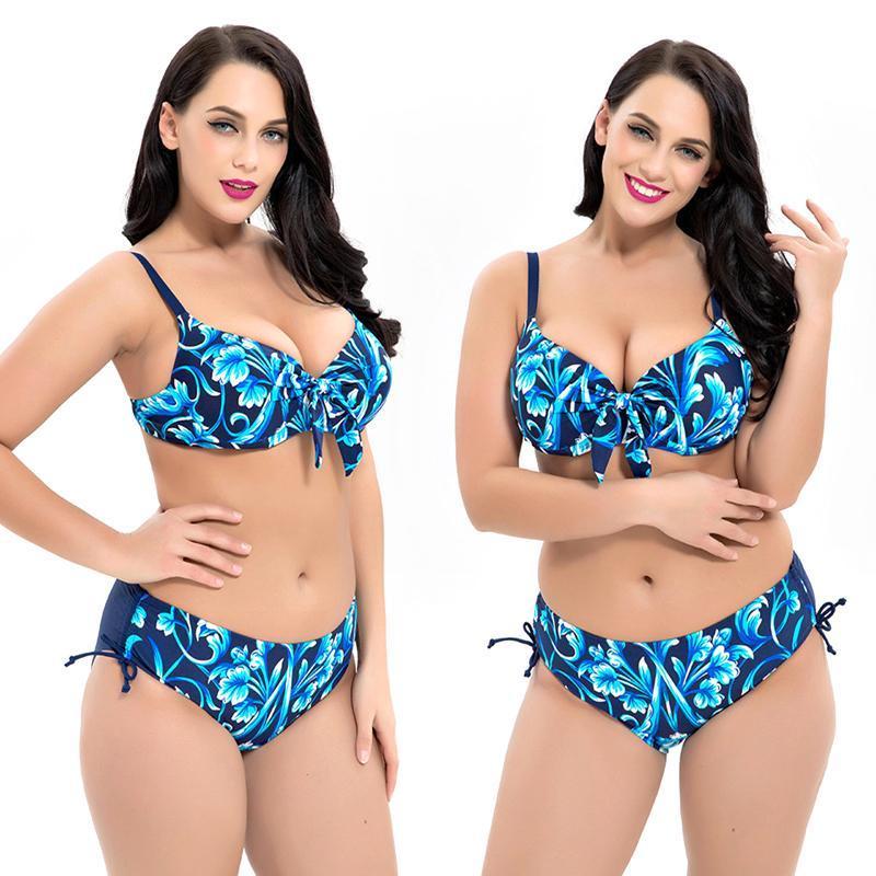 High Waist Printed Bikini Set (Large Size)