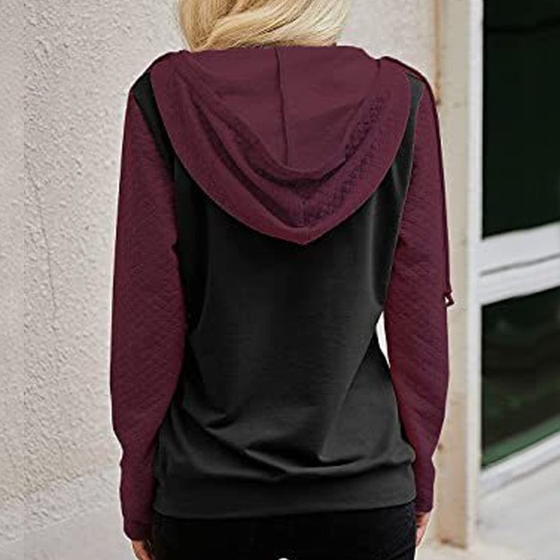 Hooded Zip-panel Contrast Pocket Sweatshirt