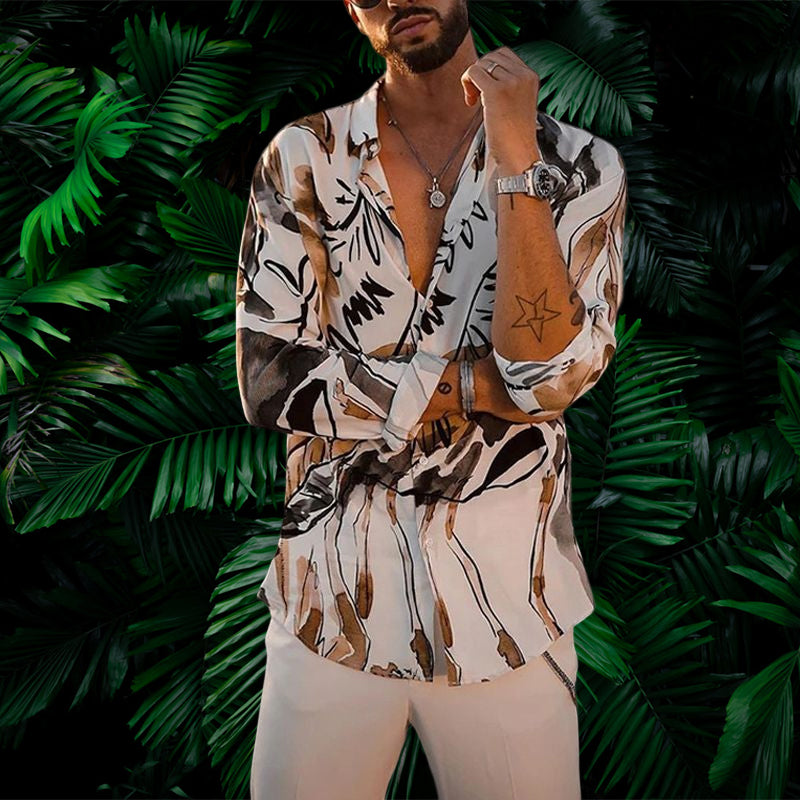Business Print Long Sleeve Shirt