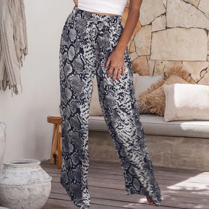 High Waist Leopard Print Wide Leg Pants