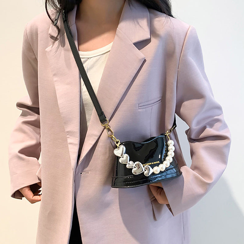 Mirror Laser Diagonal Pearl Handbag