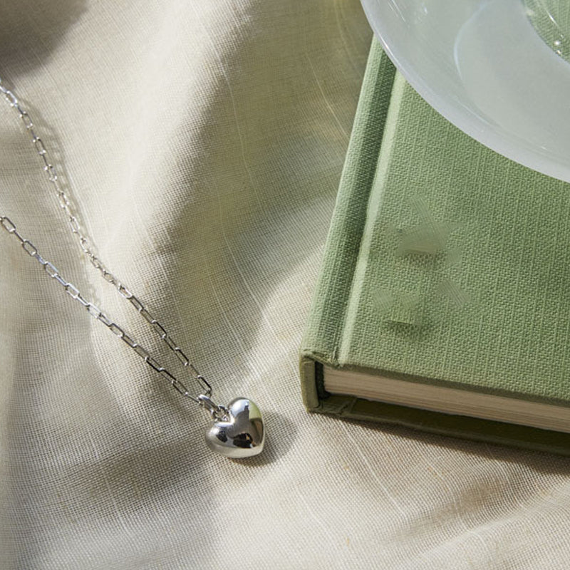 Simple Three-dimensional Heart Necklace