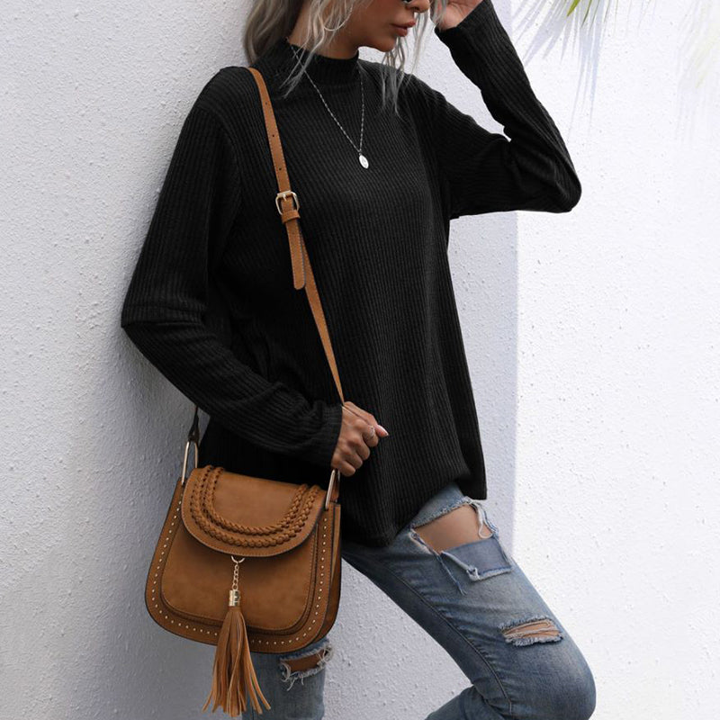 Women's autumn irregular stitching knitted sweater