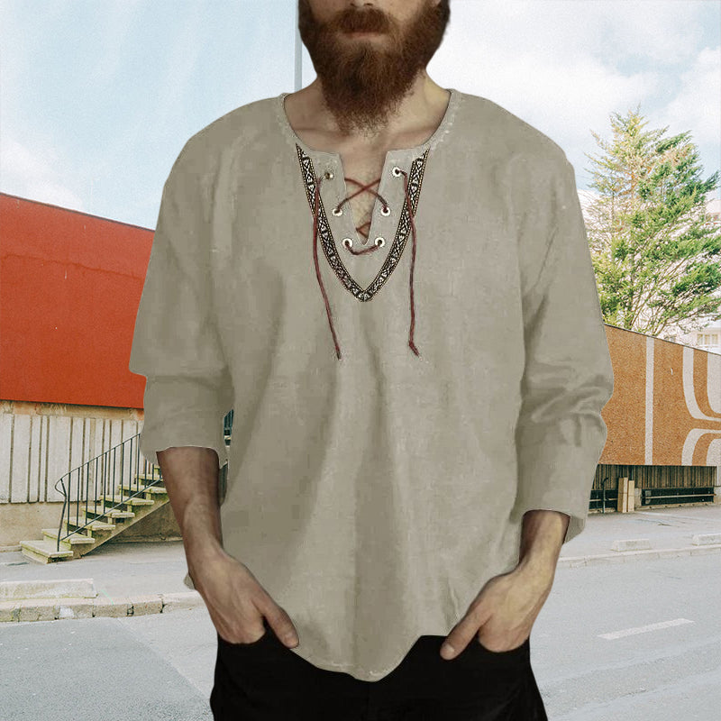 Drawstring V-Neck Shirt