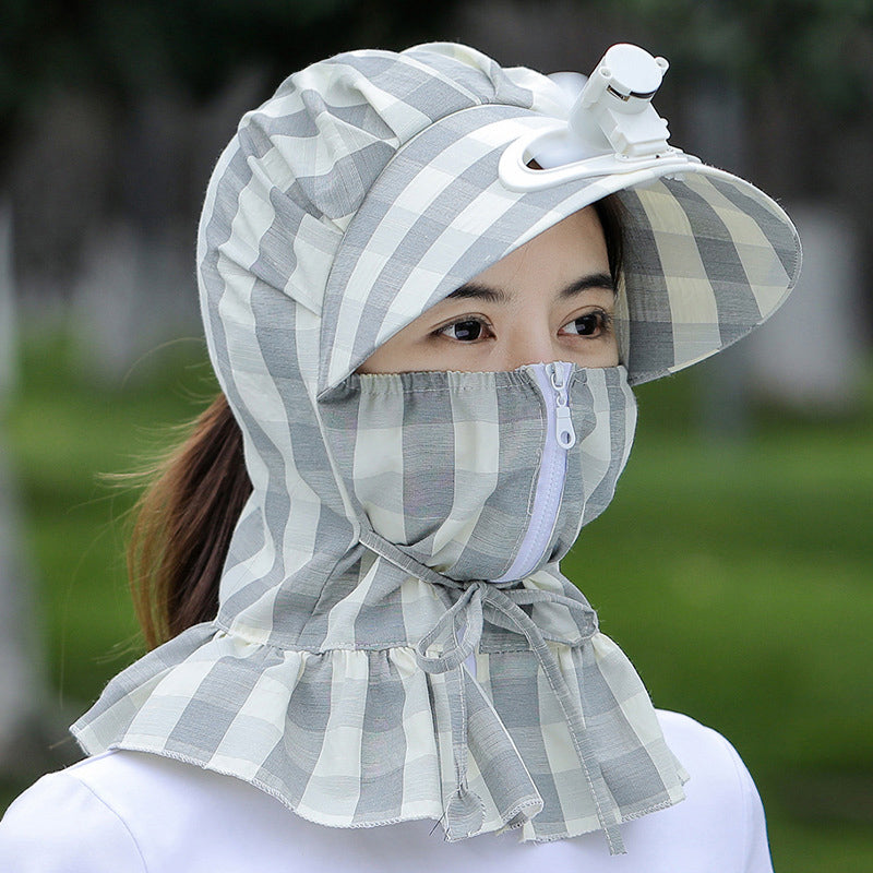 Sunshade Long Brim Sun Hat with Fan