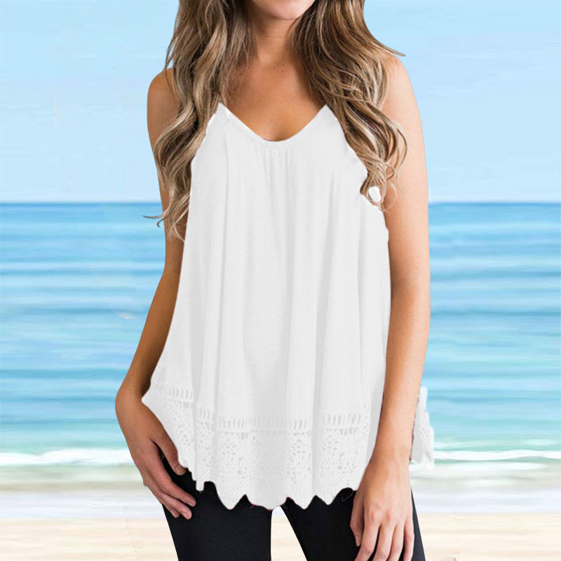 Solid Lace Tank Top T-Shirt