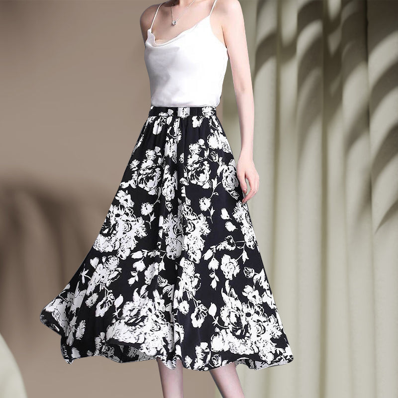 Simple Stretch Fitted A-Line Midi Skirt