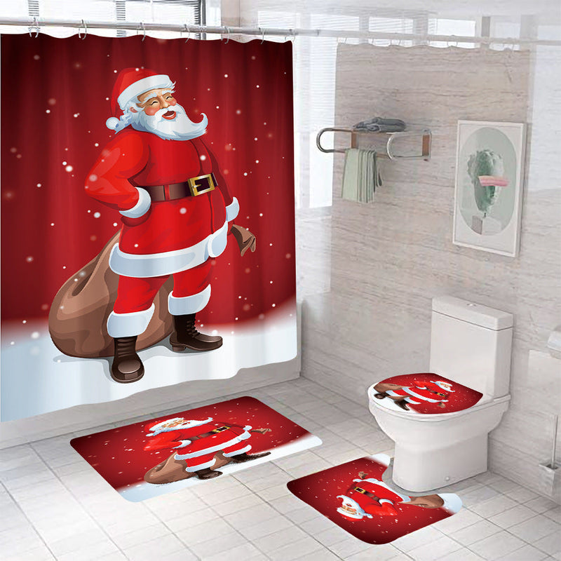 💖Christmas Shower Curtain Santa Claus Cartoon Version💖