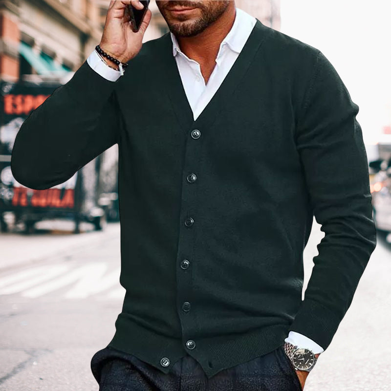 Solid Color V Neck Cardigan